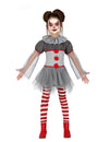 Déguisement de clown psychopathe pour fille gris et rouge avec legging rayé