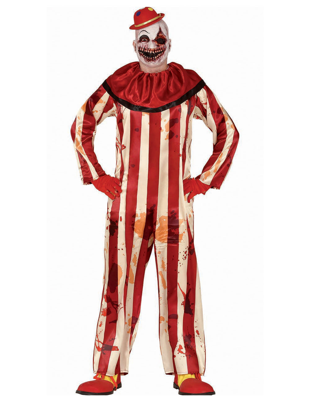 Déguisement clown terrifiant pour adolescent rouge et blanc ensanglanté
