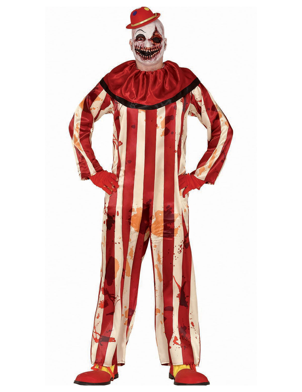 Déguisement clown terrifiant pour adolescent rouge et blanc ensanglanté