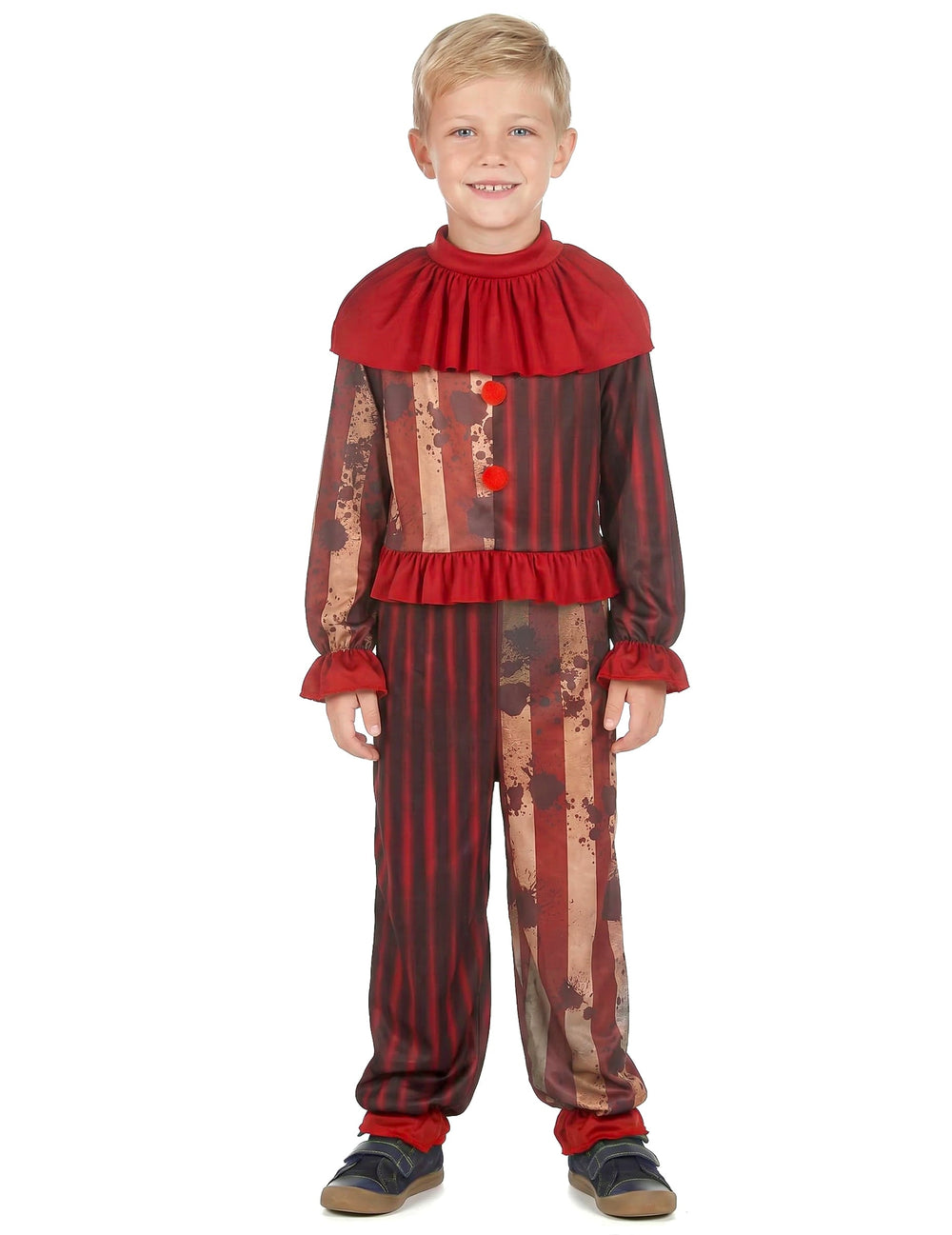 Vue de face du déguisement clown terrifiant pour garçon