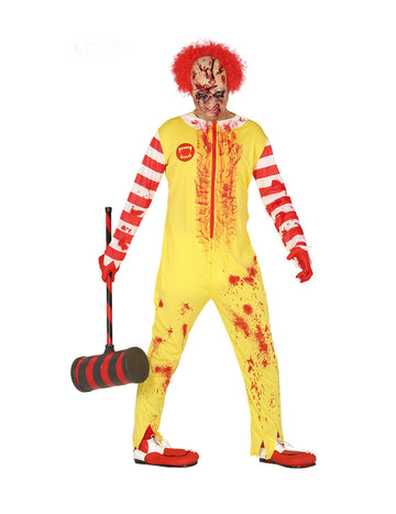 Kostým pro dospělé - červenožlutý zombie klaun