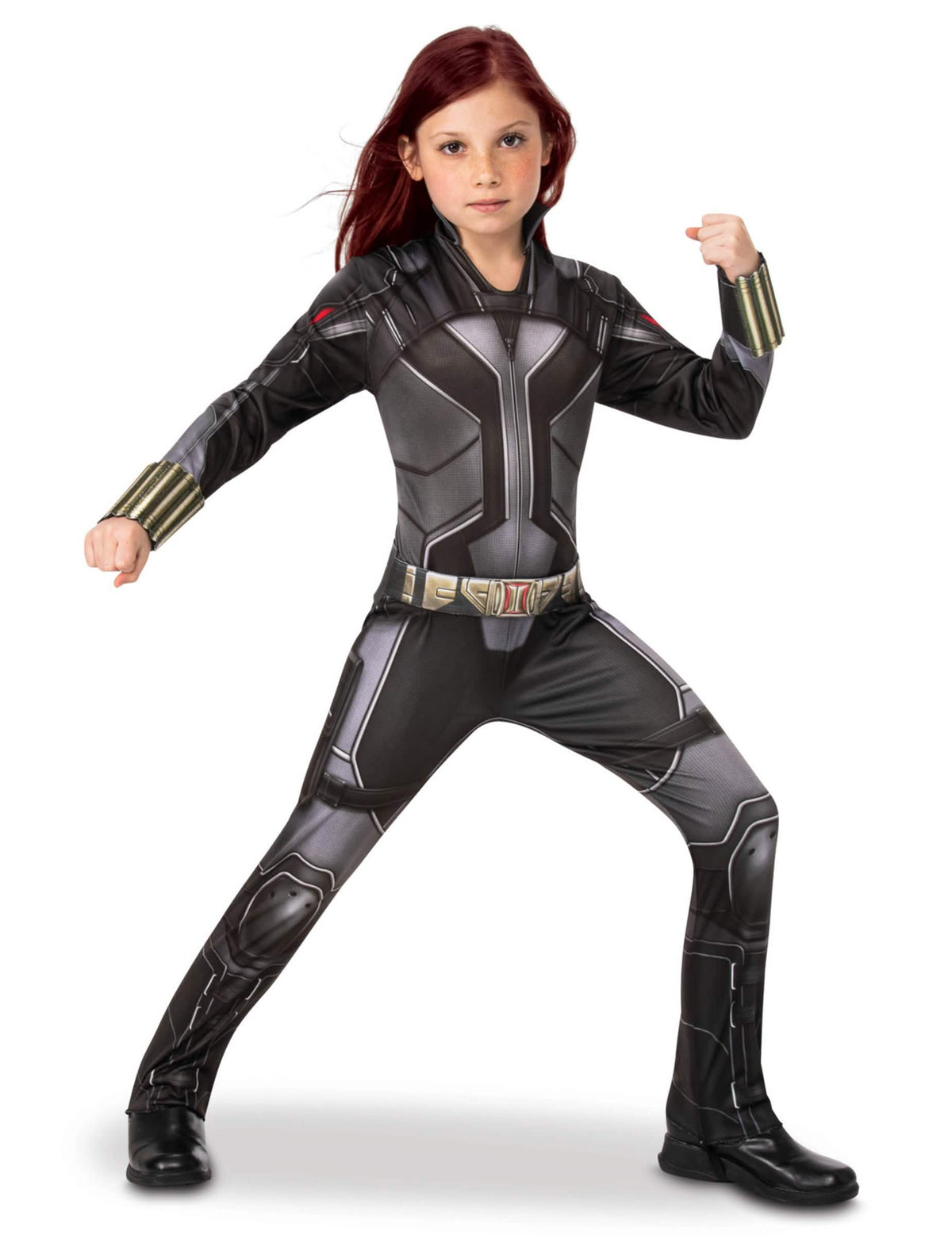Kostým kombinéza Black Widow™ pro dívku černá a šedá s potištěným páskem