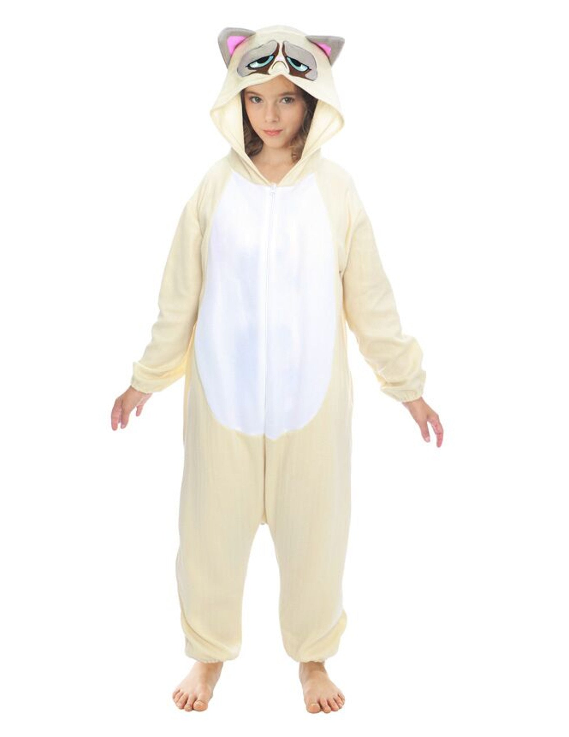Déguisement combinaison Grumpy cat™ pour enfant beige et blanc