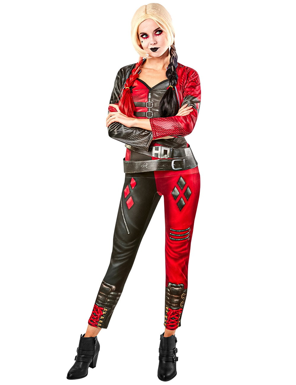 Vue de face du déguisement combinaison Harley Quinn Suicide Squad 2