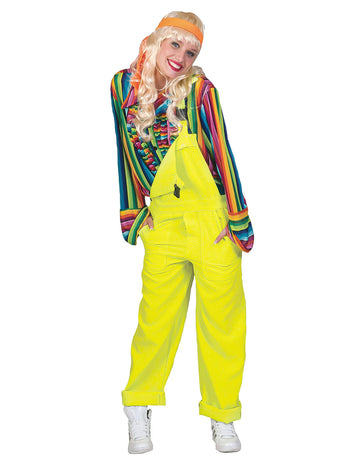 Dospělý fluorescenčně žlutý overalový kostým