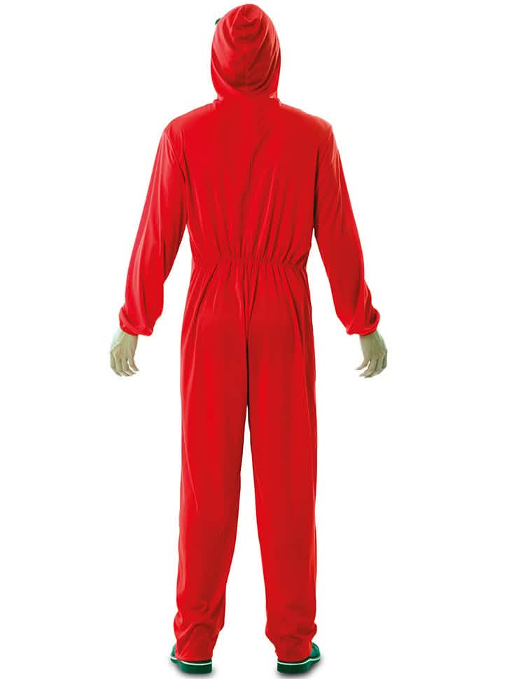 Pohled zezadu na kostým kombinézu a masku La Casa de Papel pro dospělý