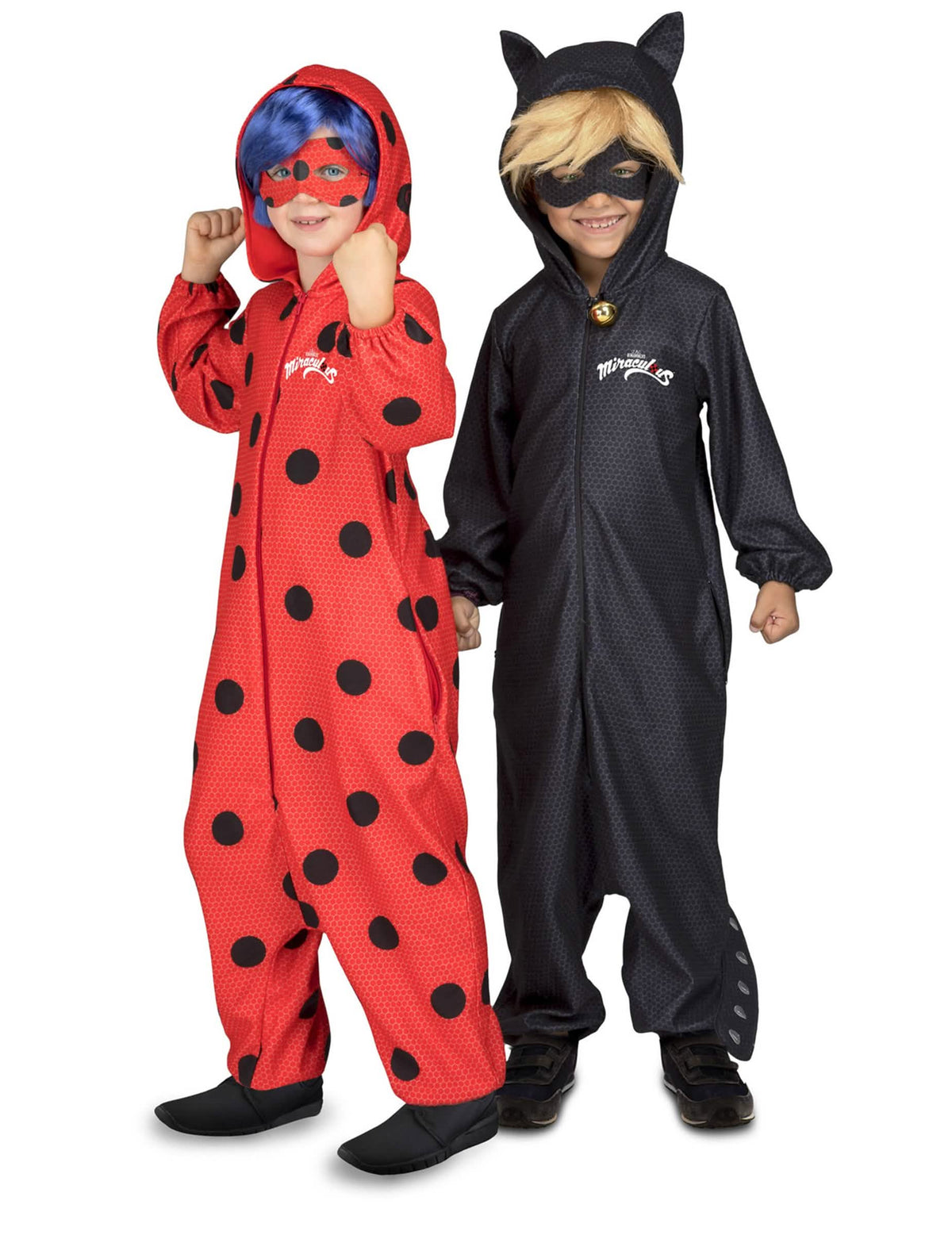 Duo Ladybug a kočky černá z kostýmu kombinéza Ladybug pro dítě