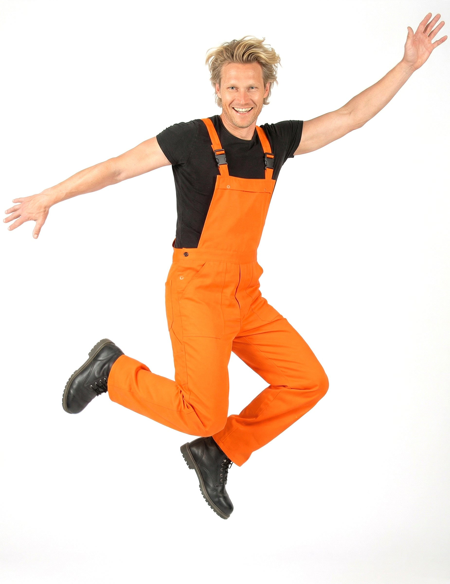 Vue d'ensemble du déguisement combinaison orange fluo