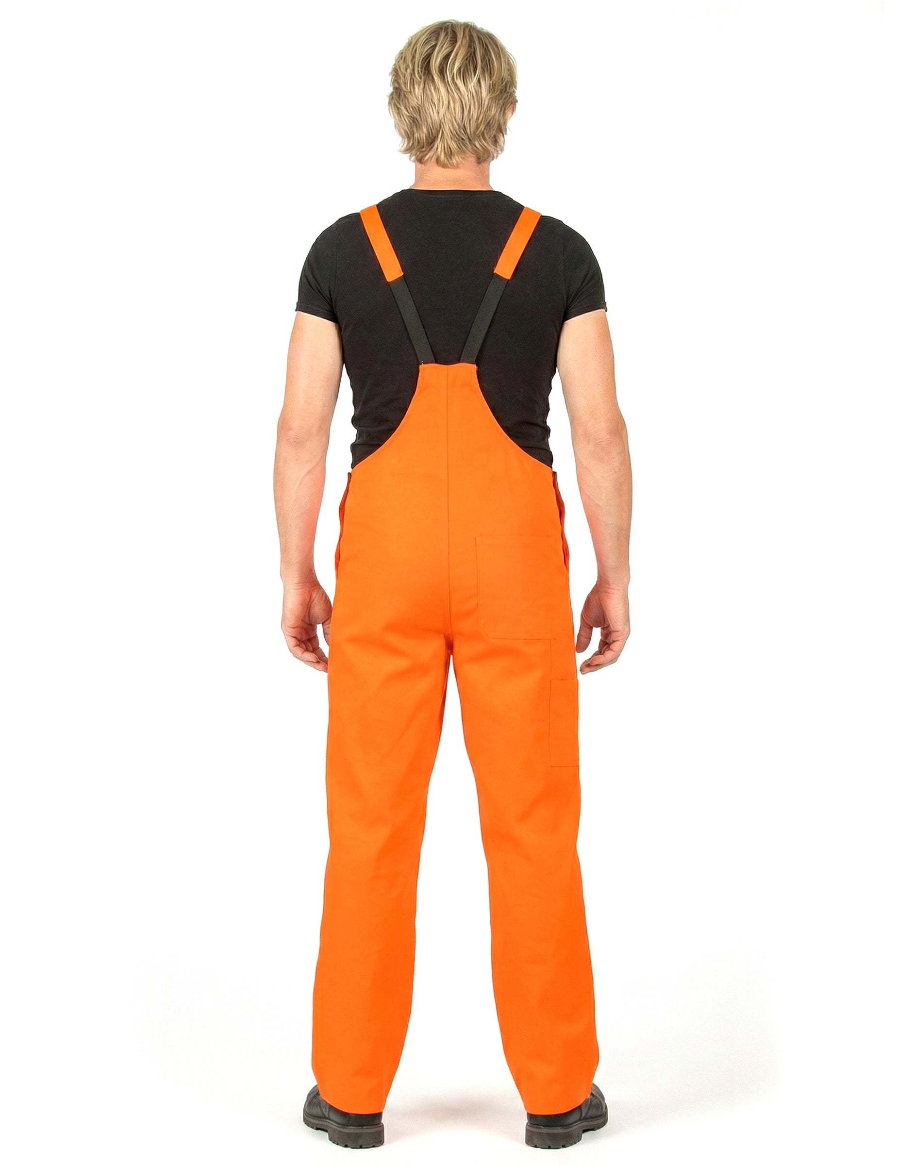 Vue de dos du déguisement combinaison orange fluo