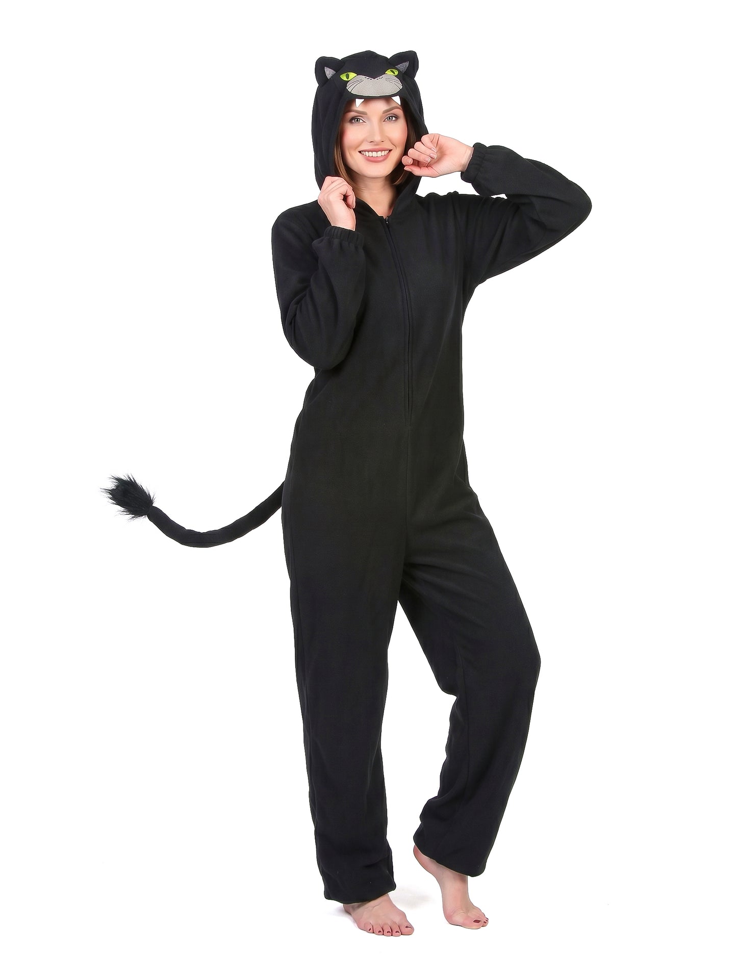 Schwarzer Panther Damenkostüm-Overall schwarz