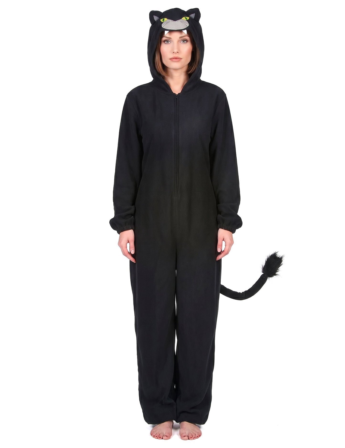 Schwarzer Panther Damenkostüm-Overall schwarz