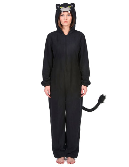 Schwarzer Panther Damenkostüm-Overall schwarz