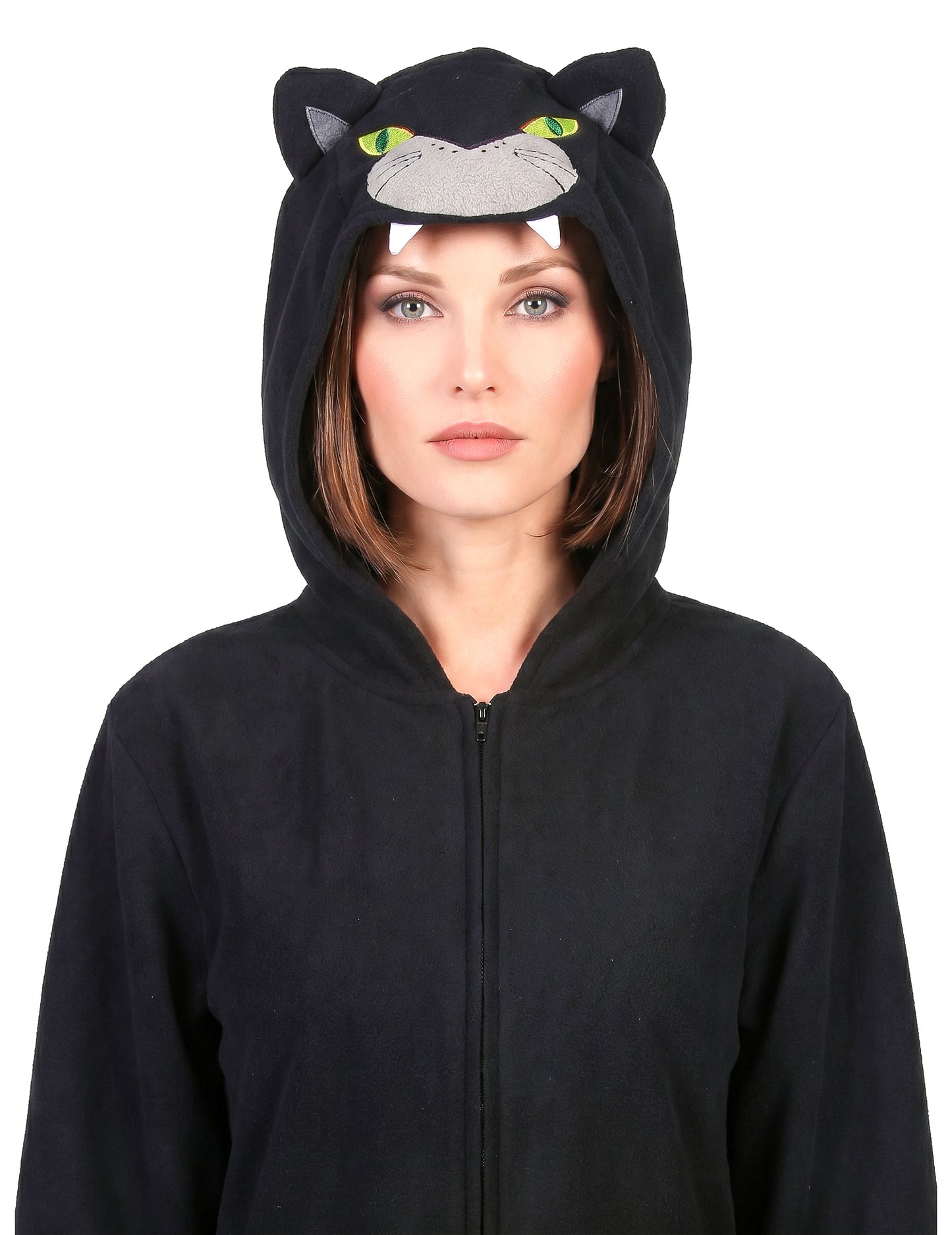 Schwarzer Panther Damenkostüm-Overall schwarz
