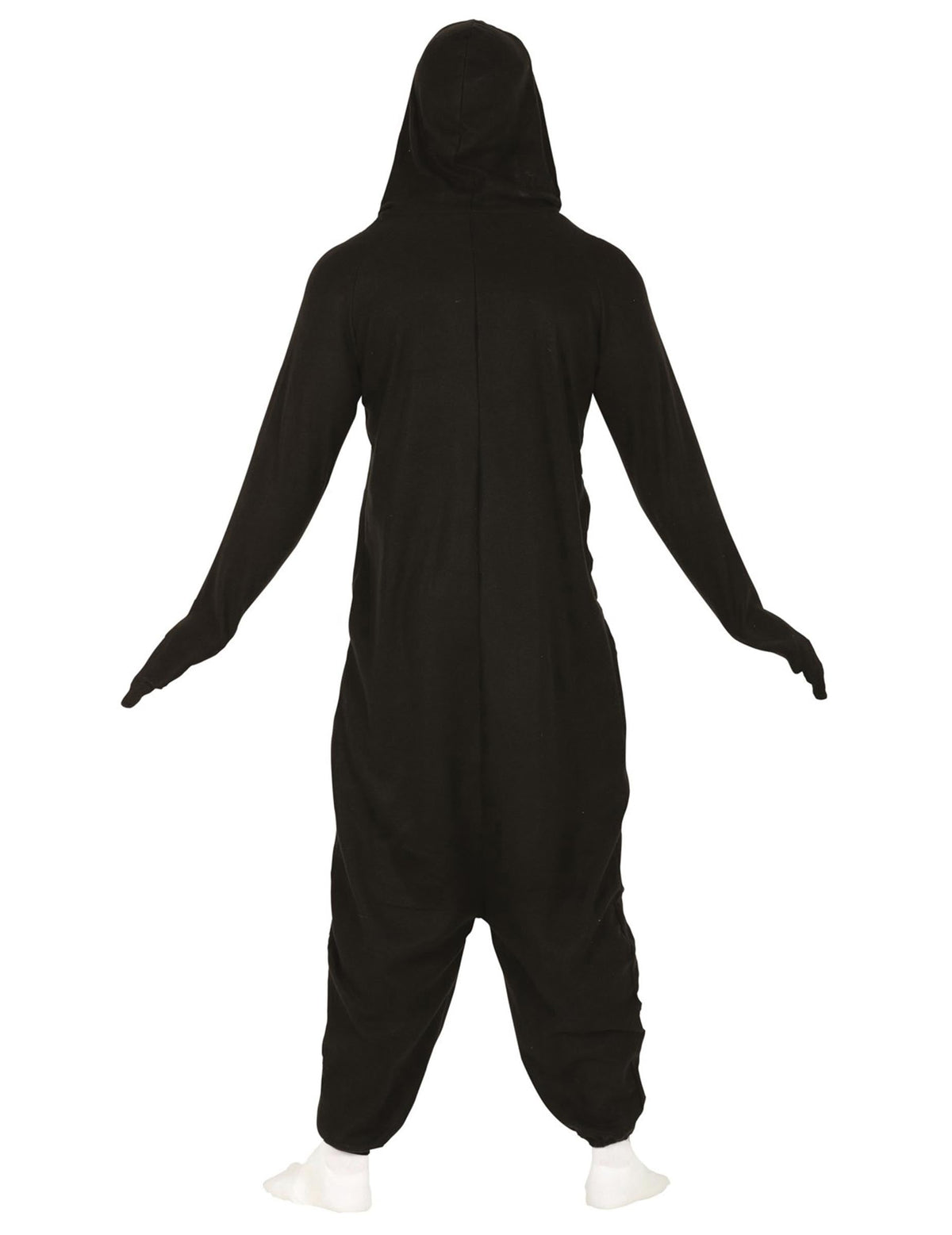 Vue de dos du déguisement combinaison pingouin pour adulte