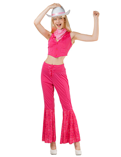 Dámský sexy kovbojský kostým růžové barvy