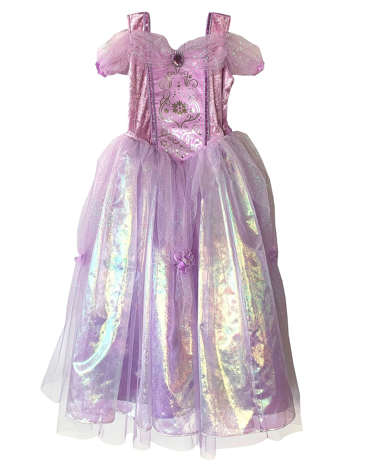 Vue de face de la robe du déguisement complet de princesse pour enfant