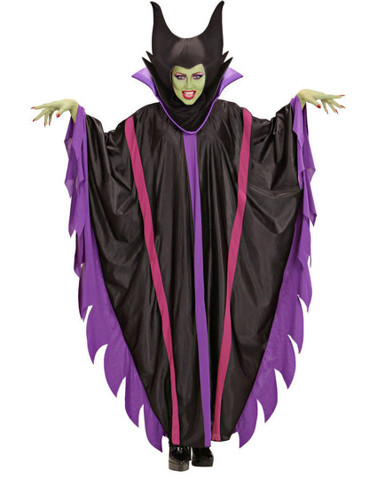 Déguisement de comtesse du mal pour femme noir et violet avec coiffe à cornes