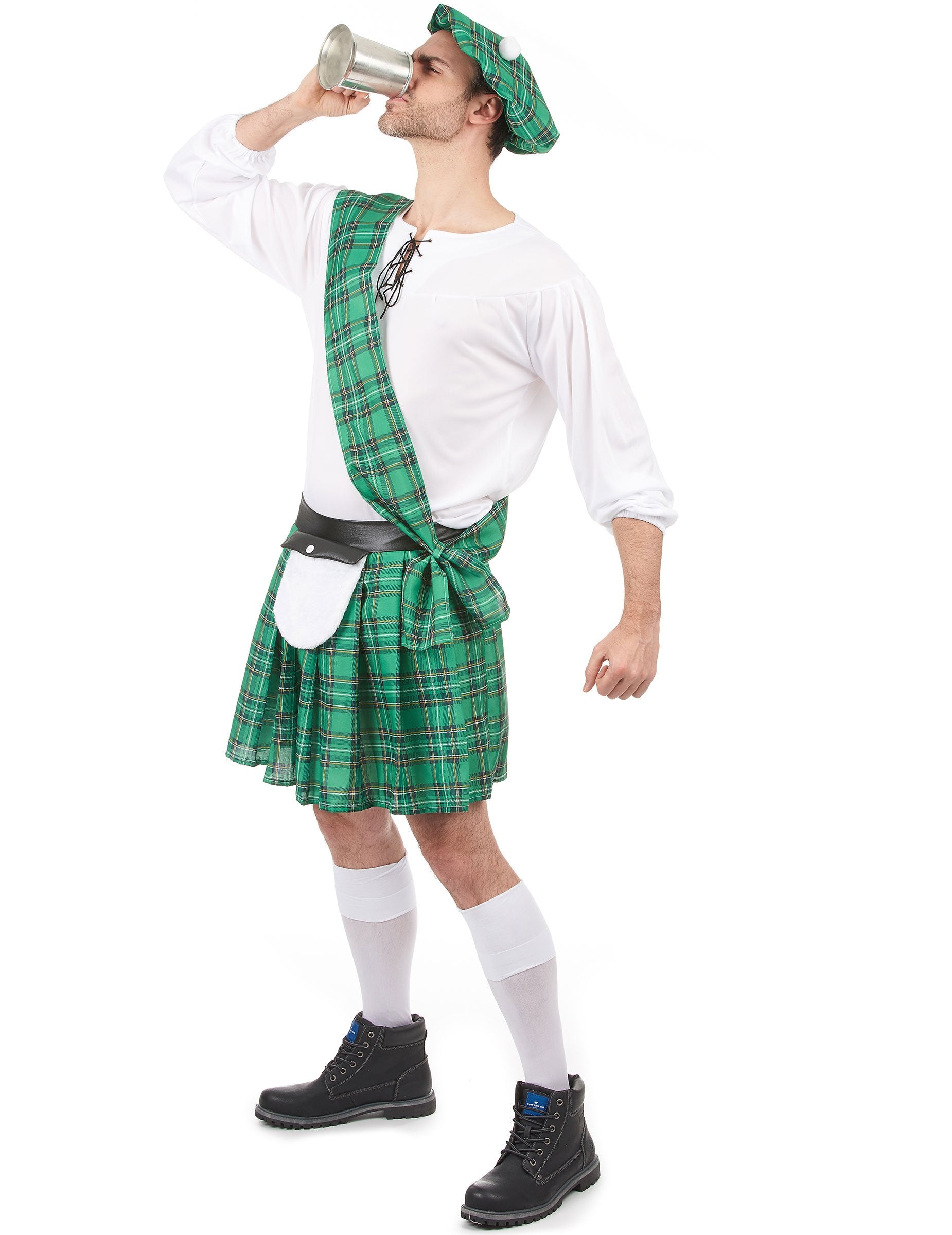 Profilový pohled na skotský kostým pro muže