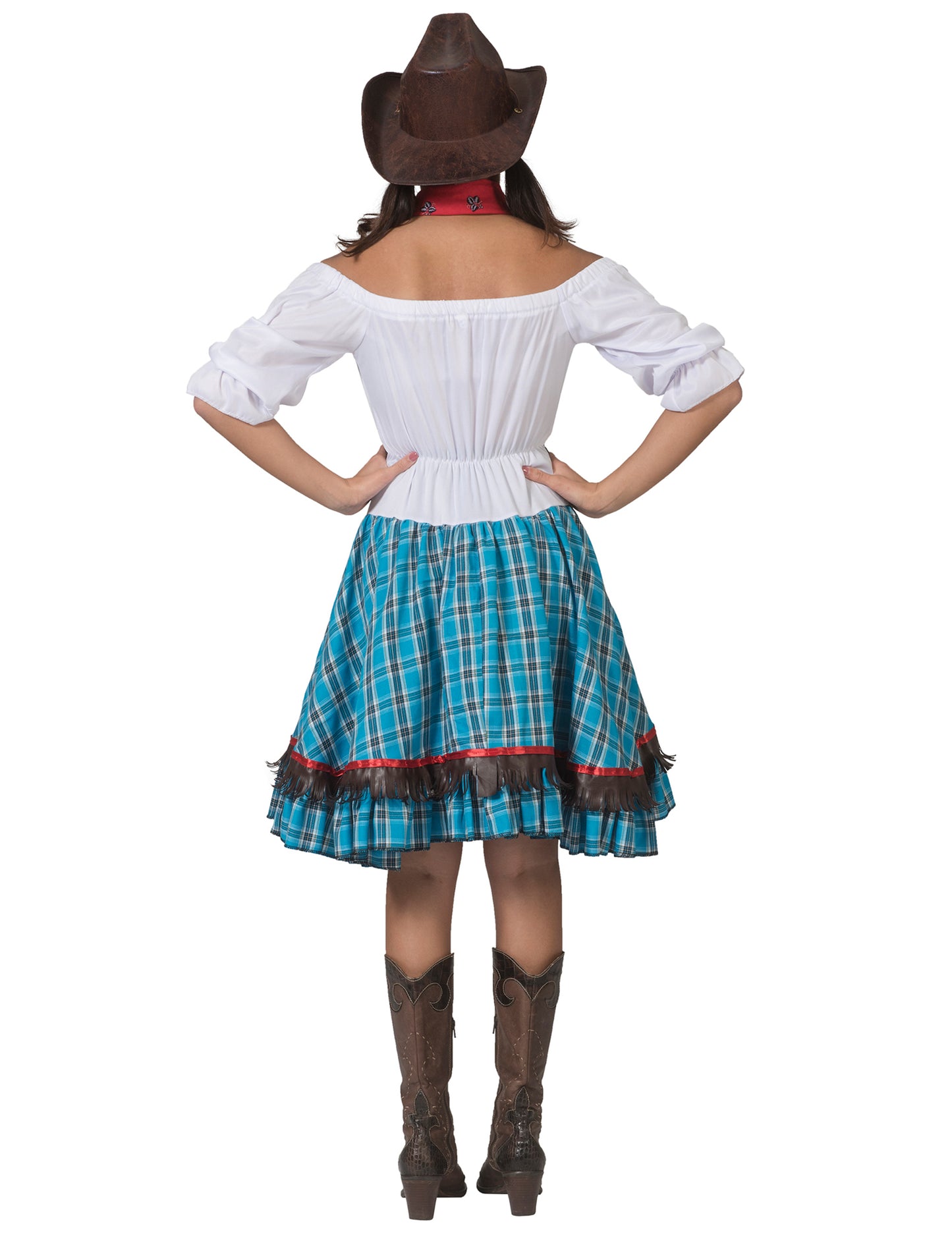 Dámský kostým kovbojky s modrými kostkami