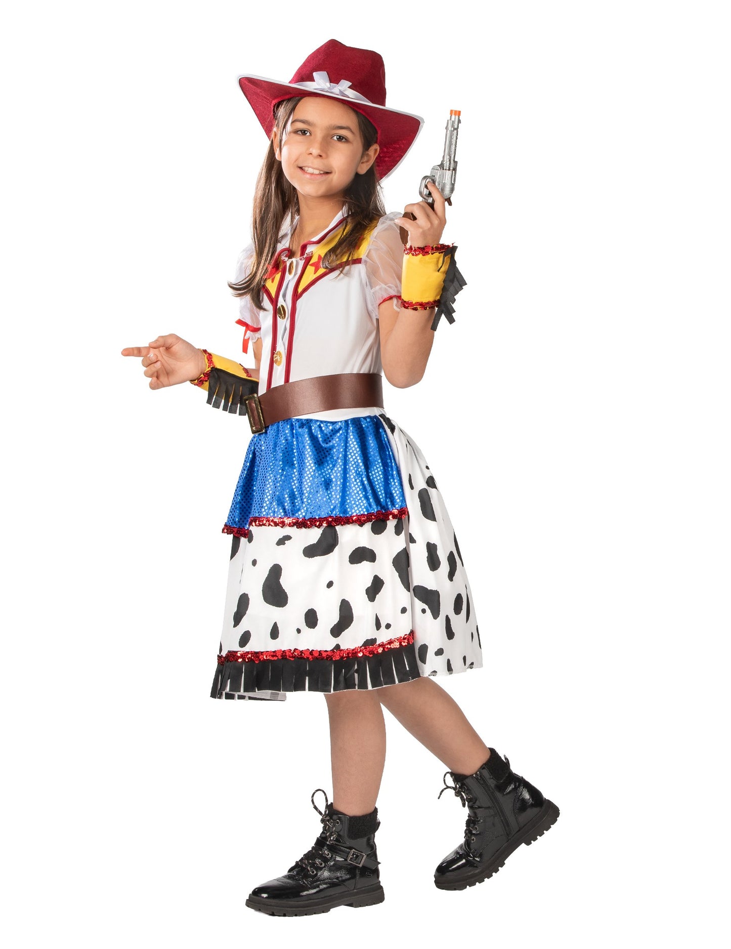 Dívčí kostým kovbojky s kreslenou postavičkou