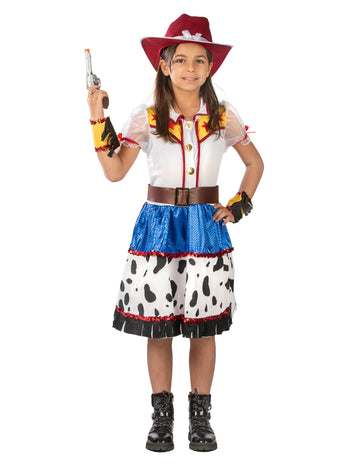 Cowgirl Wilder Westen Kostüm für Mädchen Blau Weiss Gelb Rot