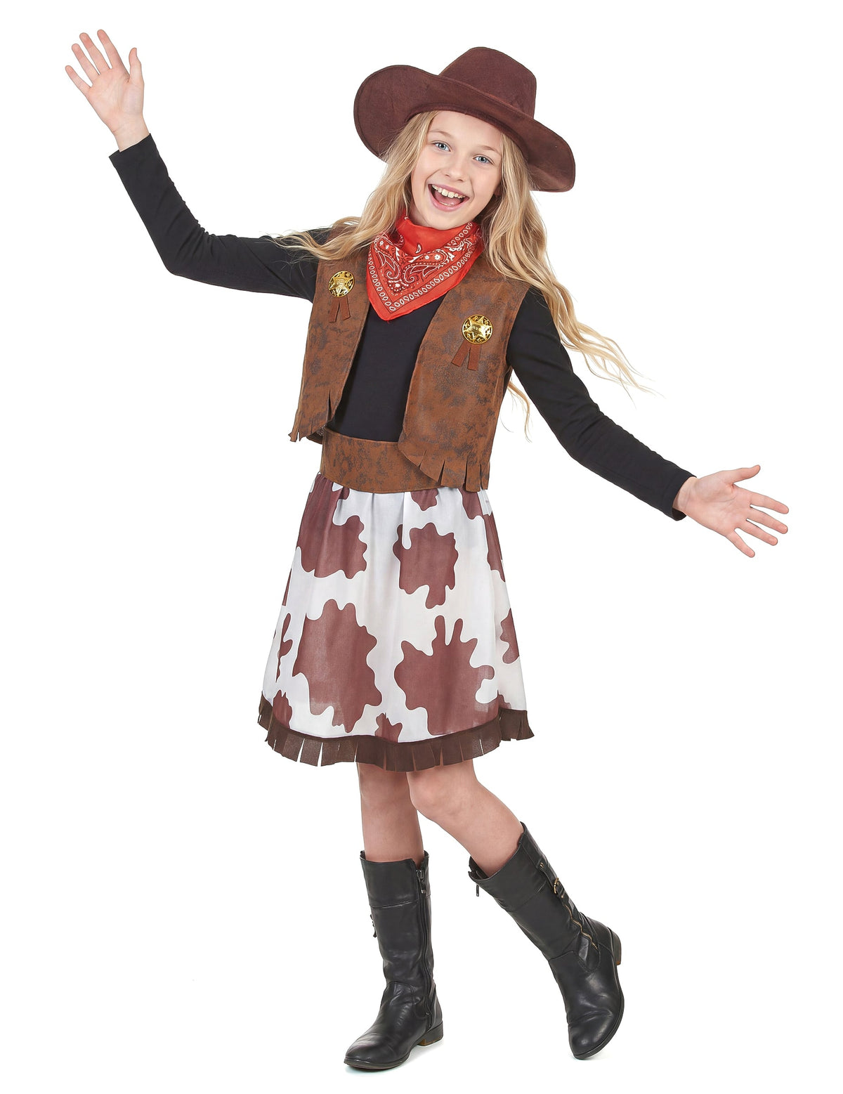Vue de face du déguisement cowgirl pour fille
