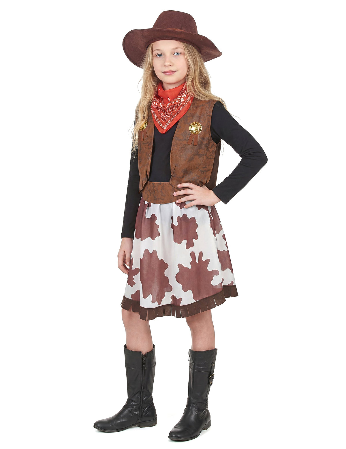 Vue de trois-quarts du déguisement cowgirl pour fille