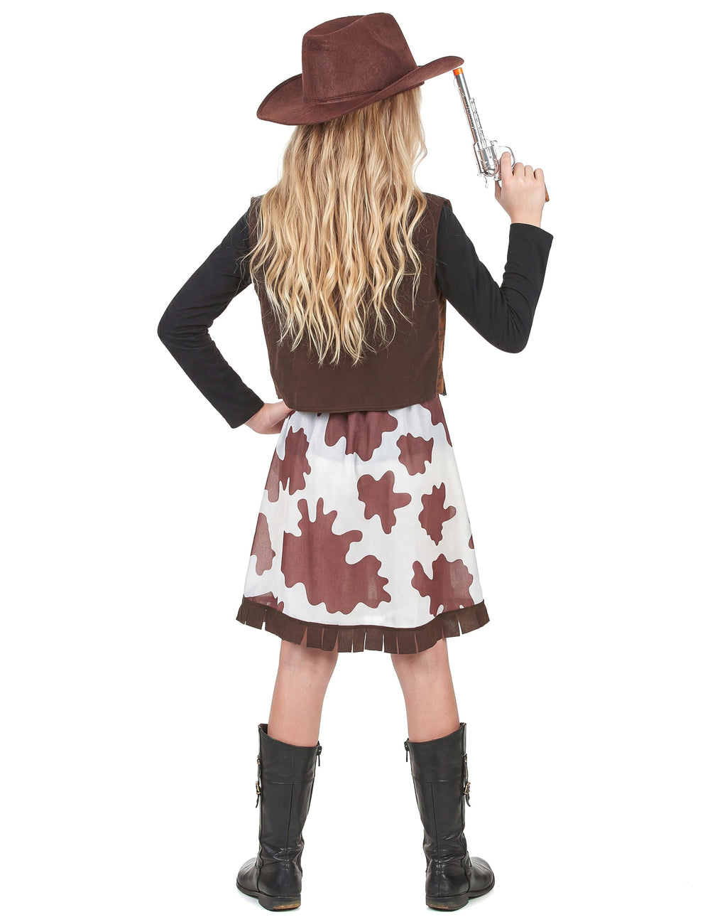 Vue de dos du déguisement cowgirl pour fille