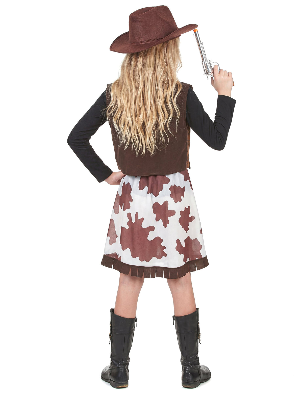 Vue de dos du déguisement cowgirl pour fille