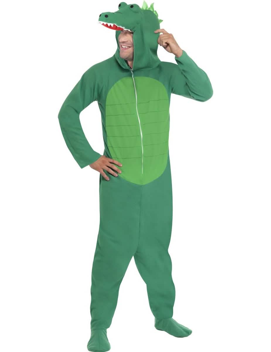 Pohled zepředu na krokodýlí kostým pro dospělého