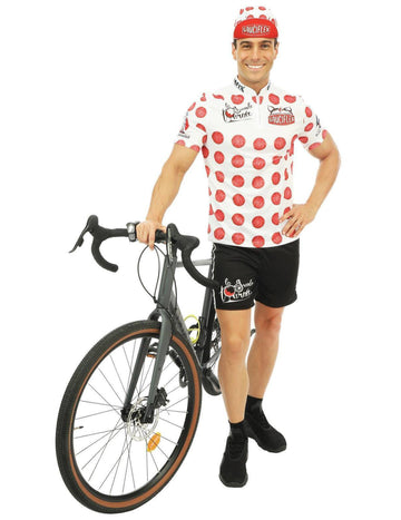 Pánský cyklistický kostým Sauciflex v bílém a červeném provedení