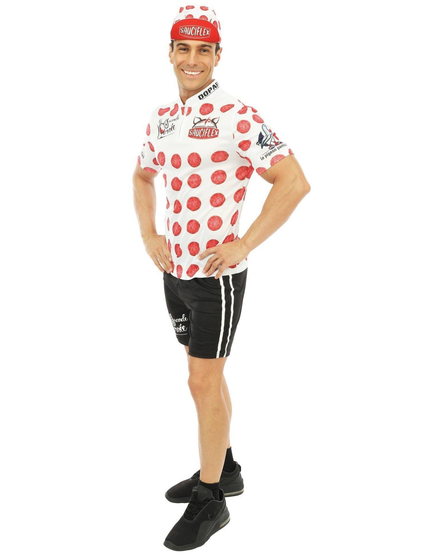 Déguisement cycliste blanc et rouge Sauciflex homme