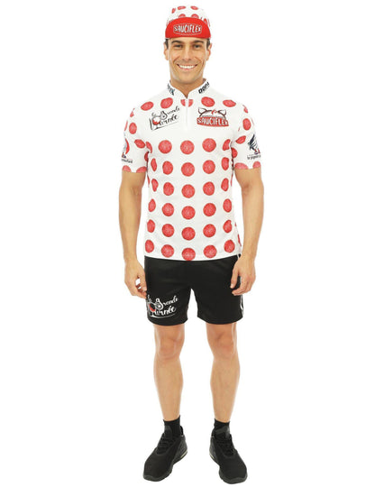 Déguisement cycliste blanc et rouge Sauciflex homme