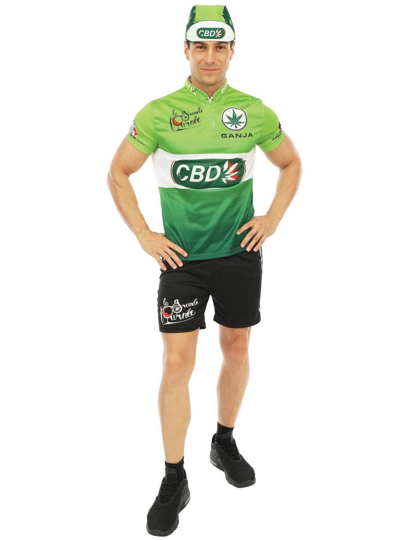 Déguisement cycliste vert CBD homme
