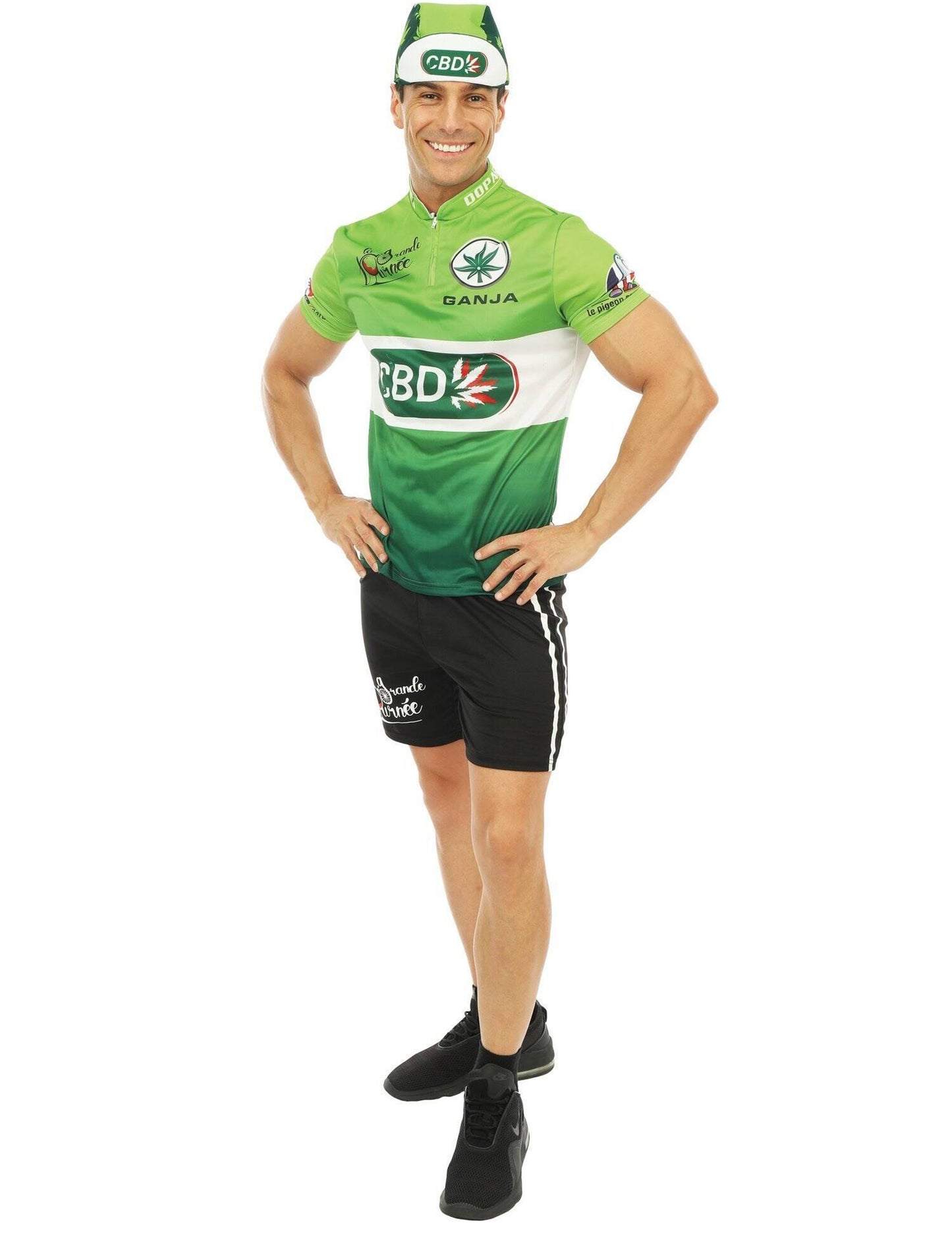 Déguisement cycliste vert CBD homme