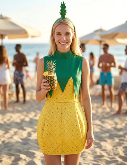 Mise en situation du déguisement d'ananas pour femme
