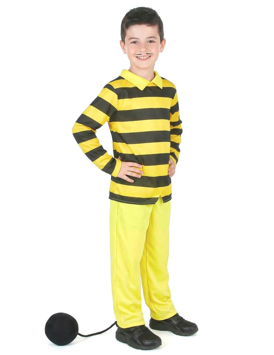 Pohled ze tří čtvrtin na dětský kostým Dalton Lucky Luke
