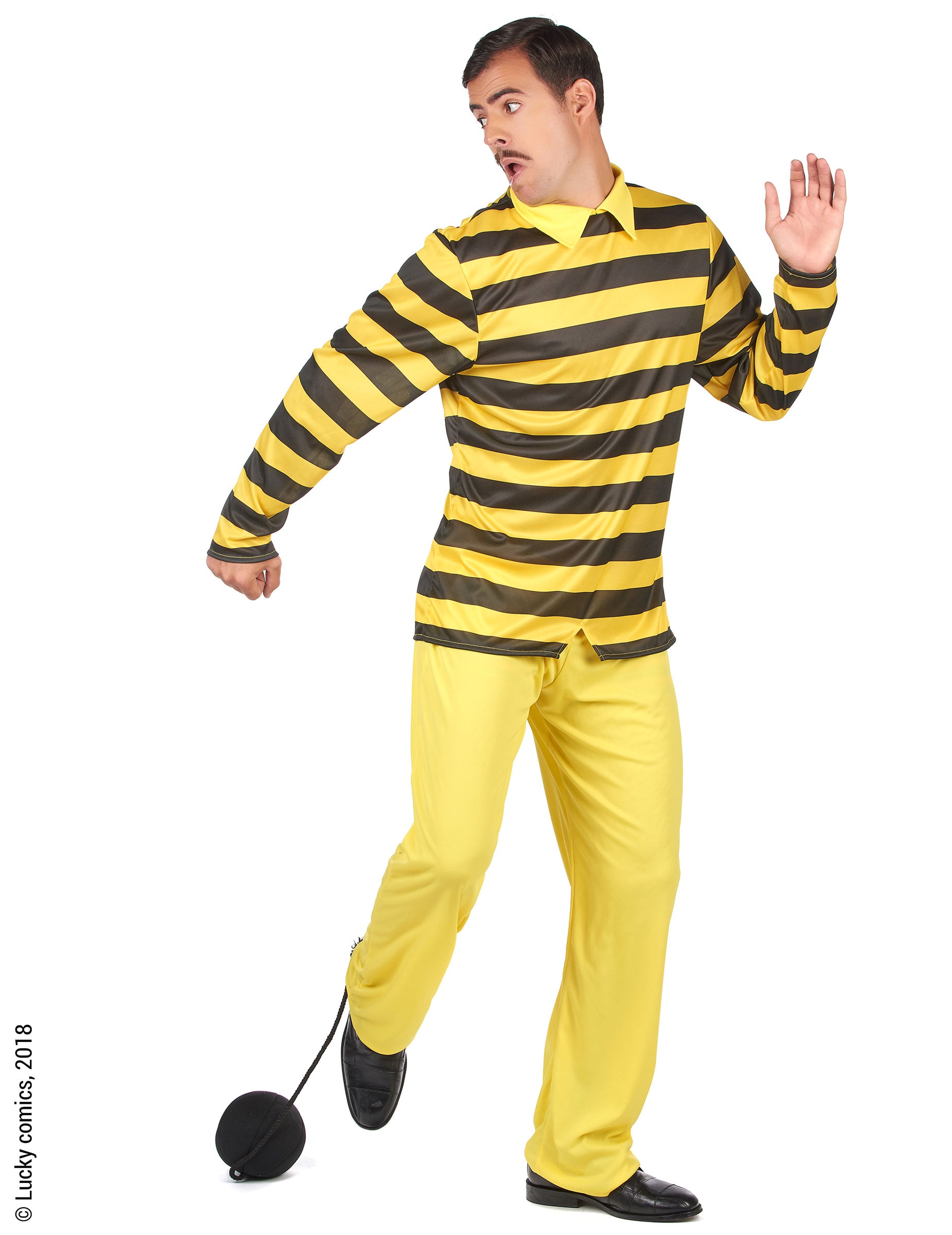 Vue d'ensemble avec boulet du déguisement Dalton Lucky Luke pour homme