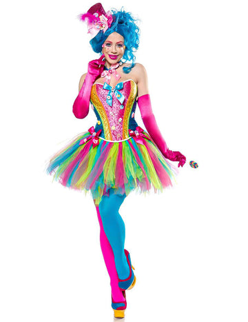 Candy Clown-Kostüm für Damen Bonbons bunt