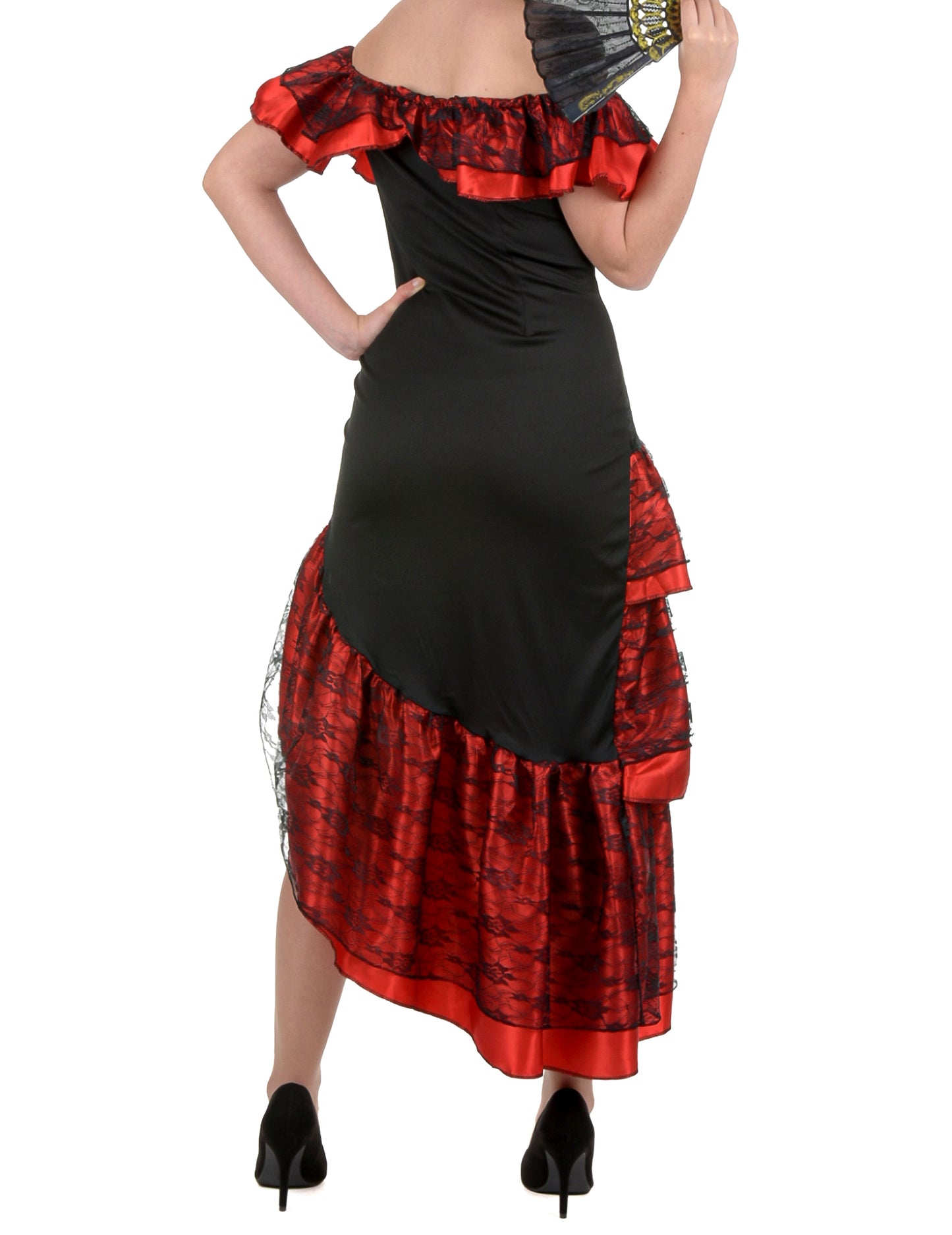 Schwarz-rote Flamenco-Tänzerin - Kostüm für Damen