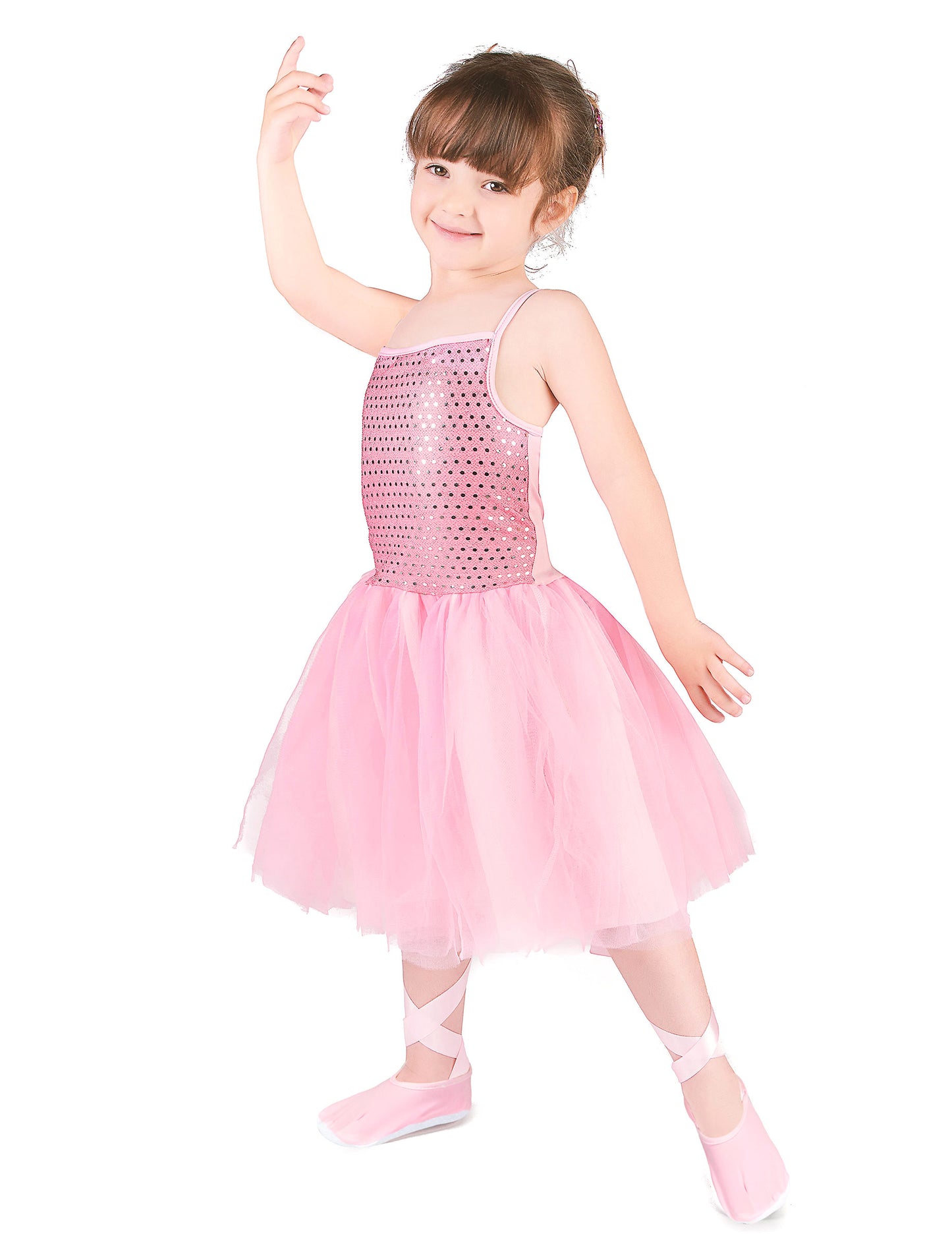 Déguisement de danseuse étoile pour fille rose à paillettes