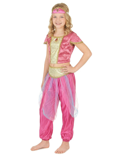 Orientalische-Tänzerin-Kinderkostüm pink-goldfarben