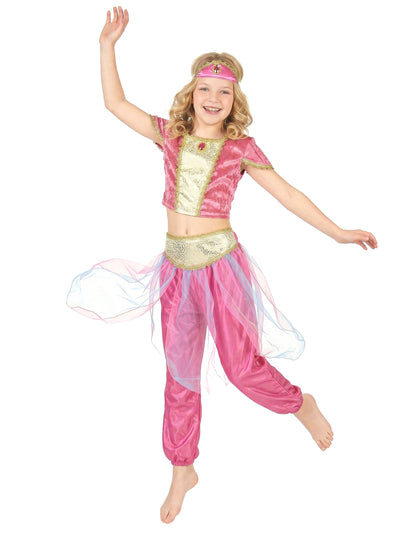 Orientalische-Tänzerin-Kinderkostüm pink-goldfarben