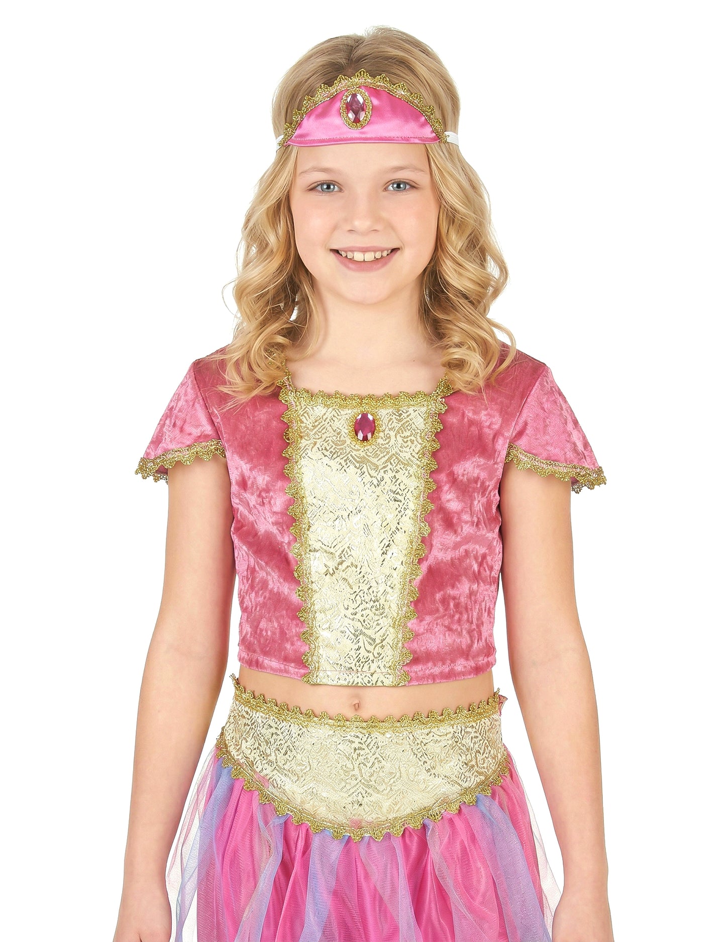 Orientalische-Tänzerin-Kinderkostüm pink-goldfarben