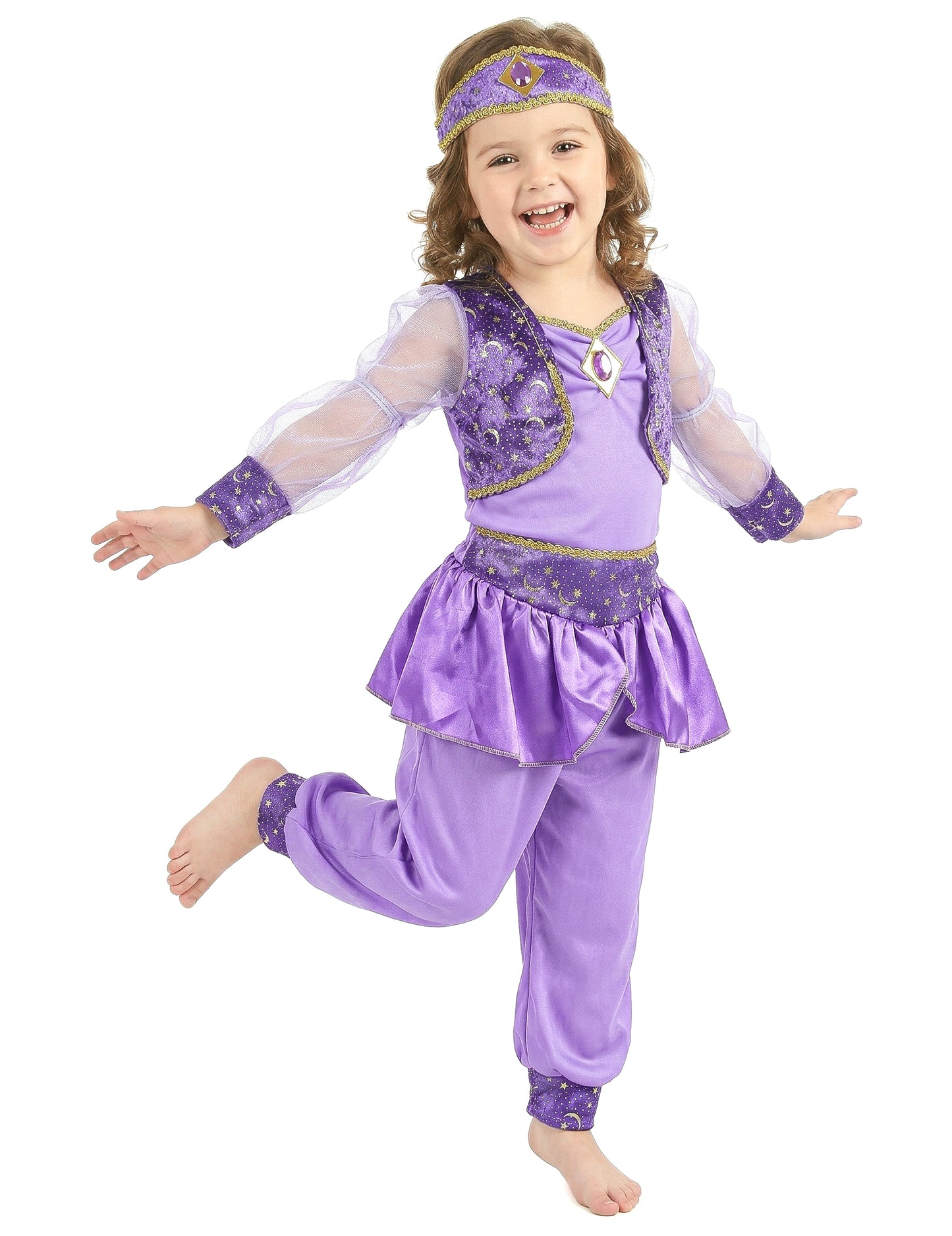 Orientalisches Tänzerinnen-Mädchenkostüm violett-goldfarben