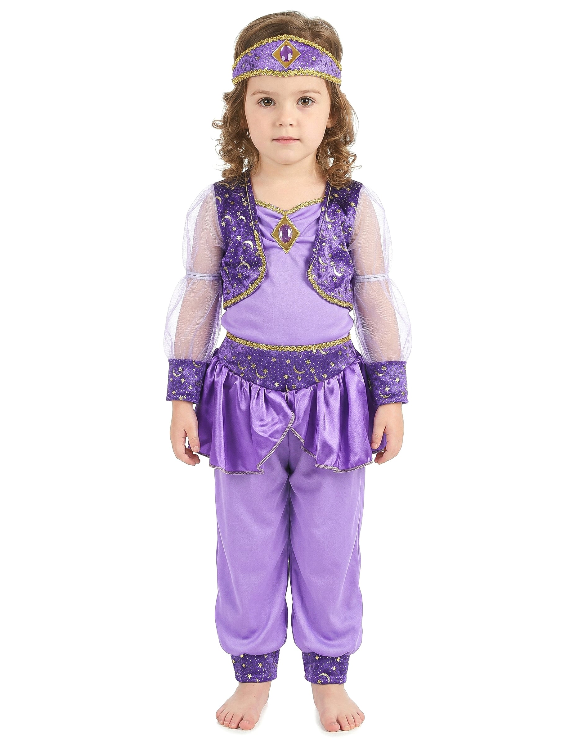 Vue de face de la tenue complète du déguisement de danseuse orientale pour fille