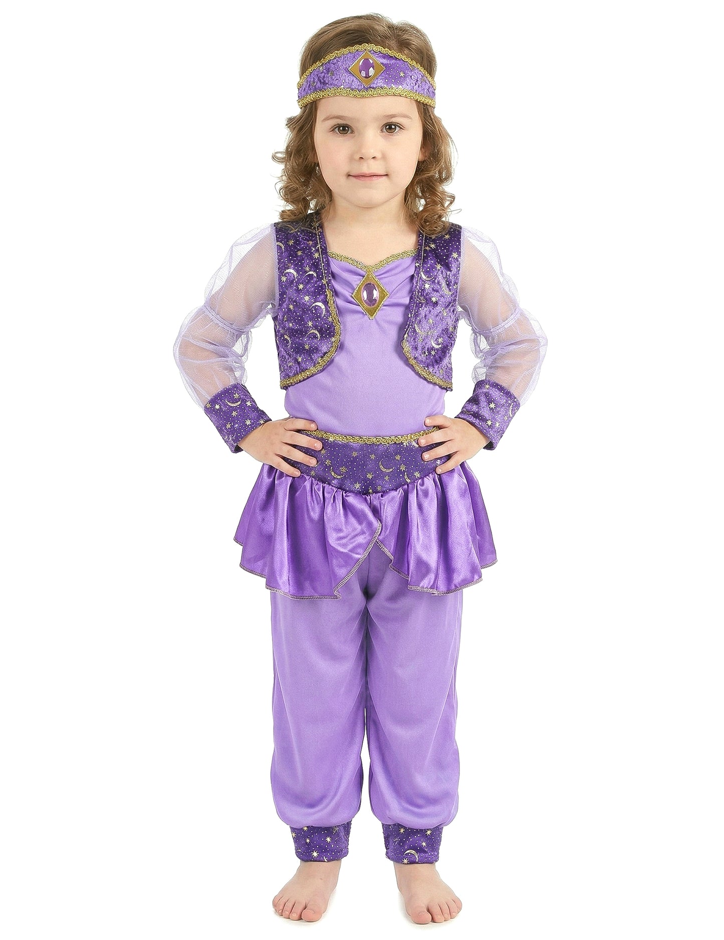 Orientalisches Tänzerinnen-Mädchenkostüm violett-goldfarben