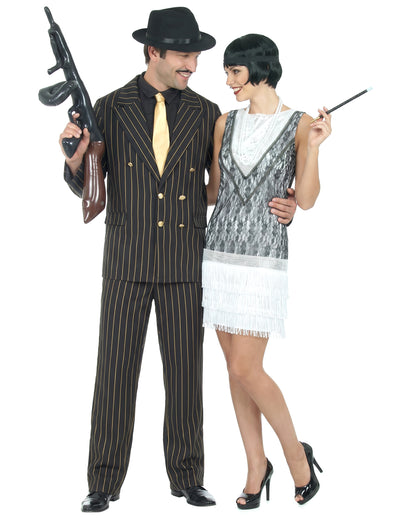 Párty kostým pro pár ve stylu chic gangsterského charlestonu pro dospělé