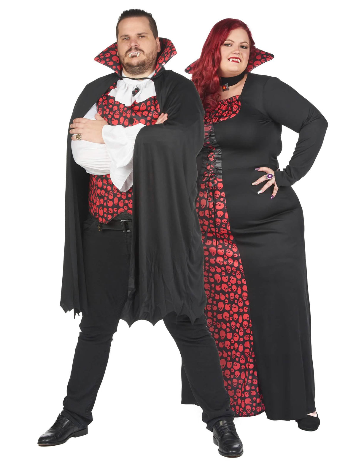 Párový kostým pro plnější postavy upír Halloween pro dospělé