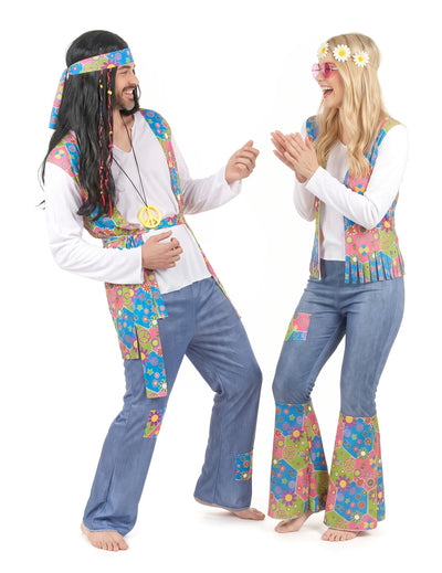 Barevný hippie kostým pro pár pro dospělé